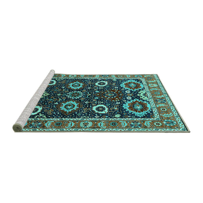 Sideview of Machine Washable Oriental Turquoise Industrial Area Rugs, wshurb1790turq