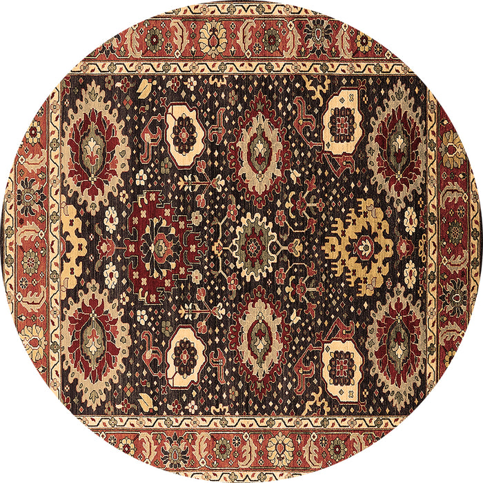 Round Machine Washable Oriental Brown Industrial Rug, wshurb1790brn