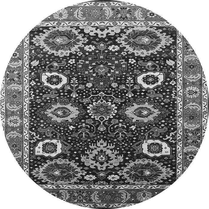 Round Oriental Gray Industrial Rug, urb1790gry