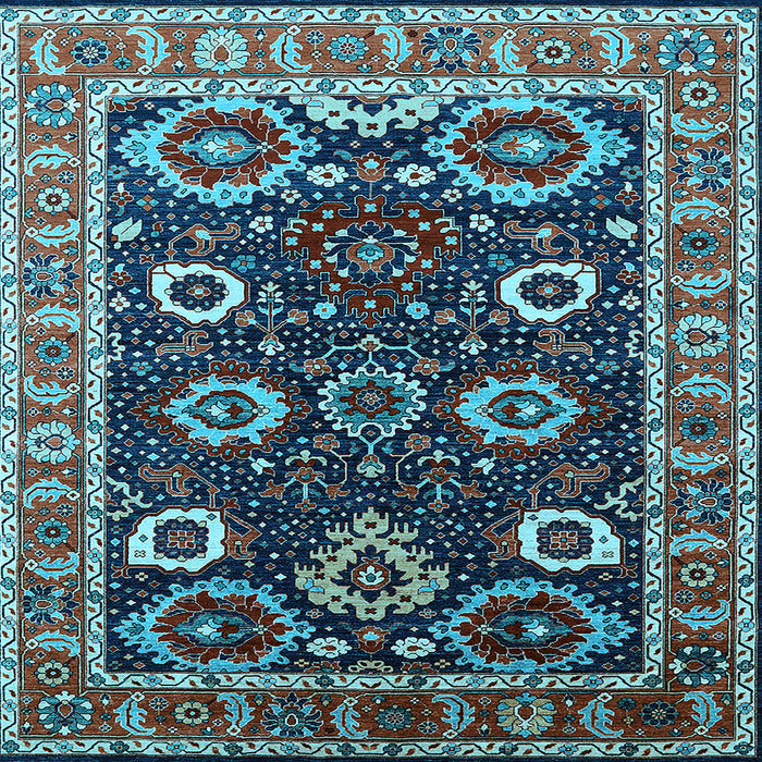 Square Machine Washable Oriental Light Blue Industrial Rug, wshurb1790lblu