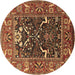 Round Oriental Brown Industrial Rug, urb1791brn