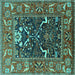 Square Oriental Turquoise Industrial Rug, urb1791turq