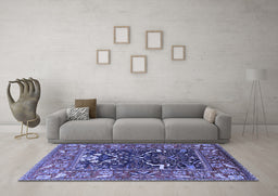Machine Washable Oriental Blue Industrial Rug in a Living Room, wshurb1791blu