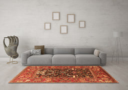 Machine Washable Oriental Orange Industrial Area Rugs in a Living Room, wshurb1791org