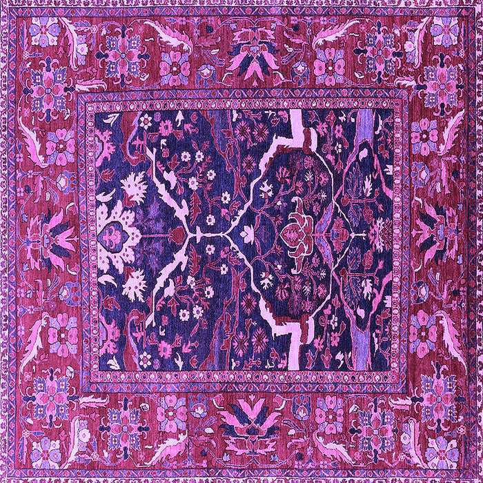 Square Machine Washable Oriental Purple Industrial Area Rugs, wshurb1791pur