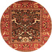 Round Oriental Orange Industrial Rug, urb1791org