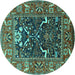 Round Oriental Turquoise Industrial Rug, urb1791turq