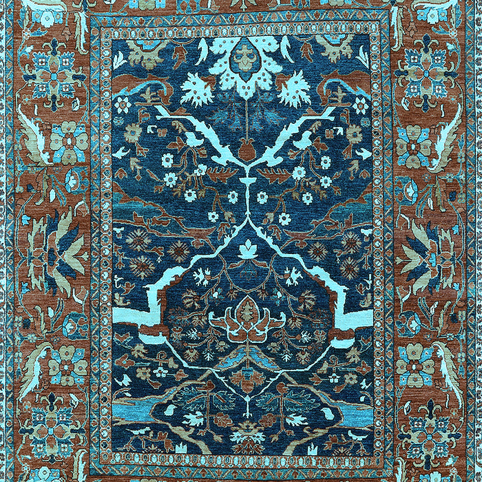 Machine Washable Oriental Light Blue Industrial Rug, wshurb1791lblu
