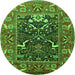 Round Oriental Green Industrial Rug, urb1791grn