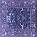 Square Machine Washable Oriental Blue Industrial Rug, wshurb1791blu