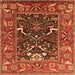 Square Oriental Orange Industrial Rug, urb1791org