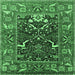 Square Oriental Emerald Green Industrial Rug, urb1791emgrn