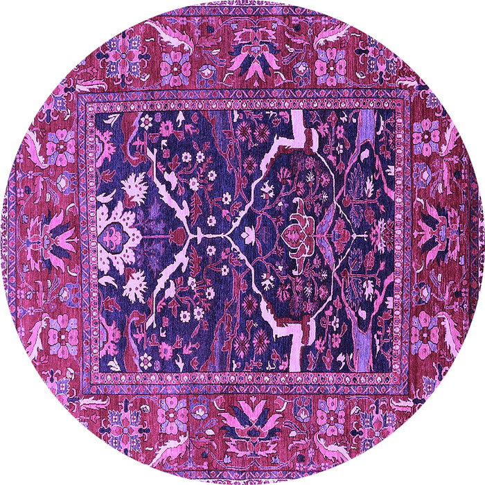 Round Machine Washable Oriental Purple Industrial Area Rugs, wshurb1791pur