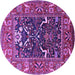 Round Machine Washable Oriental Purple Industrial Area Rugs, wshurb1791pur