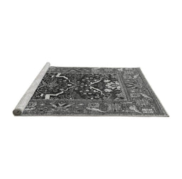 Sideview of Machine Washable Oriental Gray Industrial Rug, wshurb1791gry