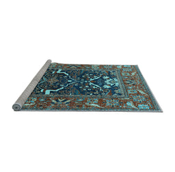 Sideview of Machine Washable Oriental Light Blue Industrial Rug, wshurb1791lblu