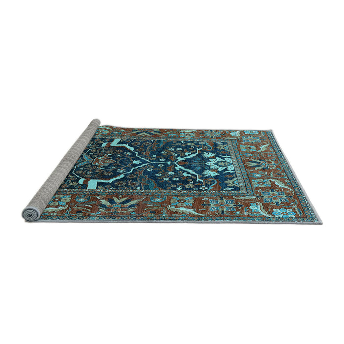 Sideview of Machine Washable Oriental Light Blue Industrial Rug, wshurb1791lblu