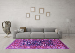 Machine Washable Oriental Purple Industrial Area Rugs in a Living Room, wshurb1791pur