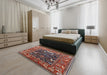 Mid-Century Modern Pink Oriental Rug in a Bedroom, urb1791