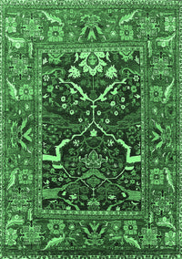 Oriental Emerald Green Industrial Rug, urb1791emgrn