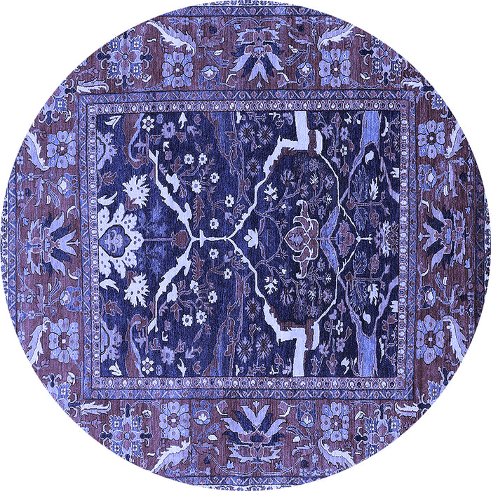 Round Oriental Blue Industrial Rug, urb1791blu
