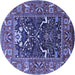 Round Oriental Blue Industrial Rug, urb1791blu