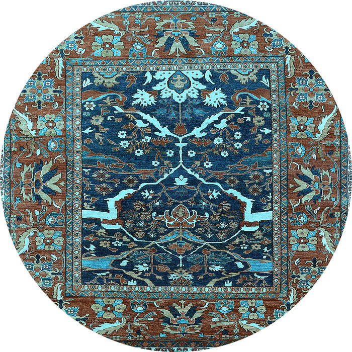 Round Oriental Light Blue Industrial Rug, urb1791lblu
