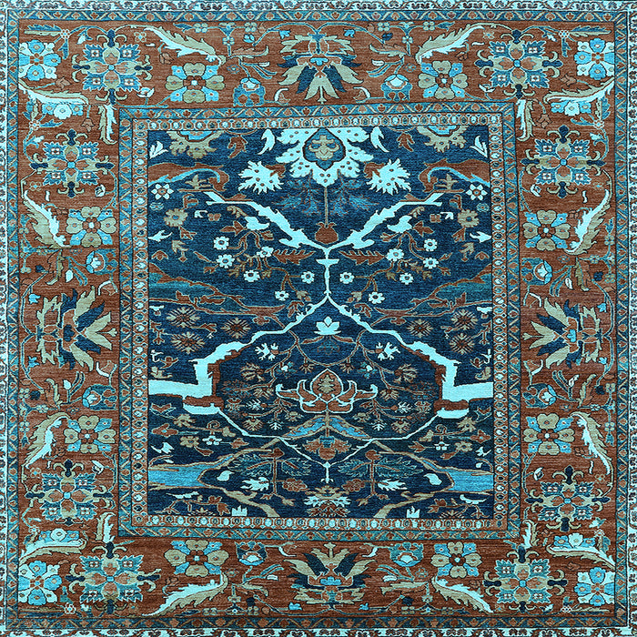 Square Oriental Light Blue Industrial Rug, urb1791lblu