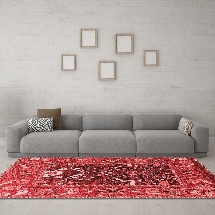 Industrial Red Washable Rugs