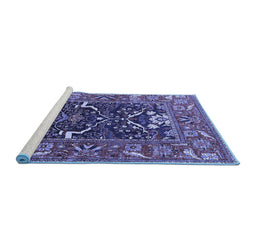 Sideview of Machine Washable Oriental Blue Industrial Rug, wshurb1791blu