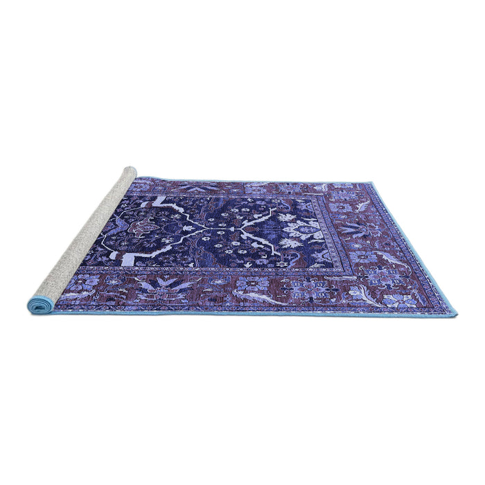 Sideview of Machine Washable Oriental Blue Industrial Rug, wshurb1791blu