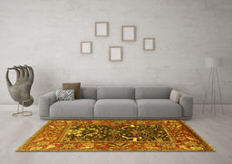 Machine Washable Oriental Yellow Industrial Rug in a Living Room, wshurb1791yw