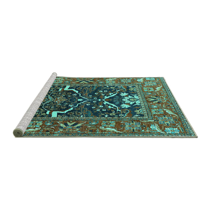 Sideview of Machine Washable Oriental Turquoise Industrial Area Rugs, wshurb1791turq
