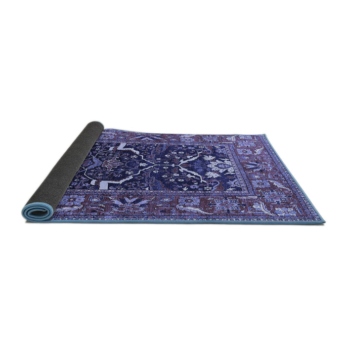 Sideview of Oriental Blue Industrial Rug, urb1791blu