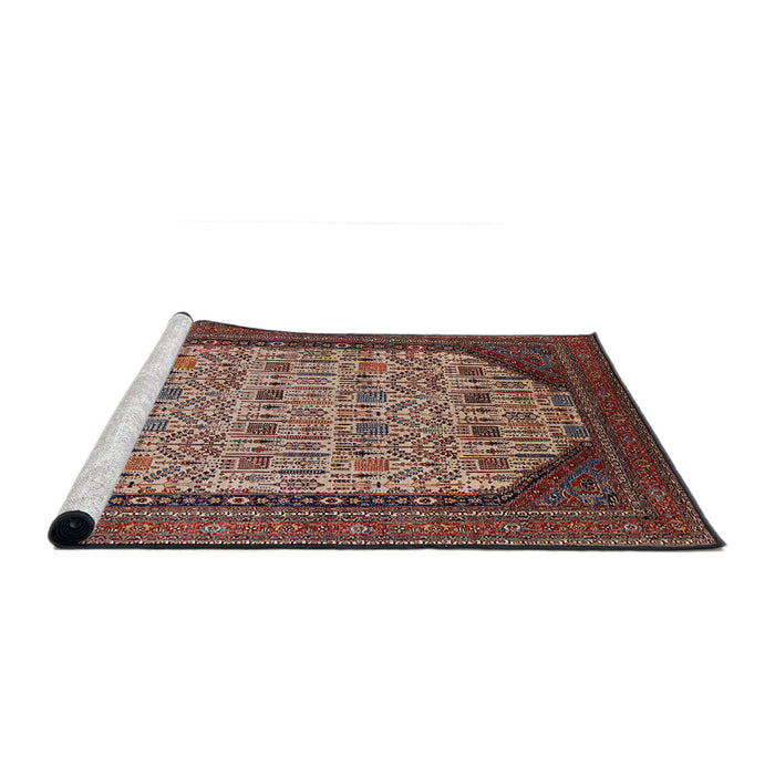 Sideview of Machine Washable Industrial Modern Camel Brown Rug, wshurb1792
