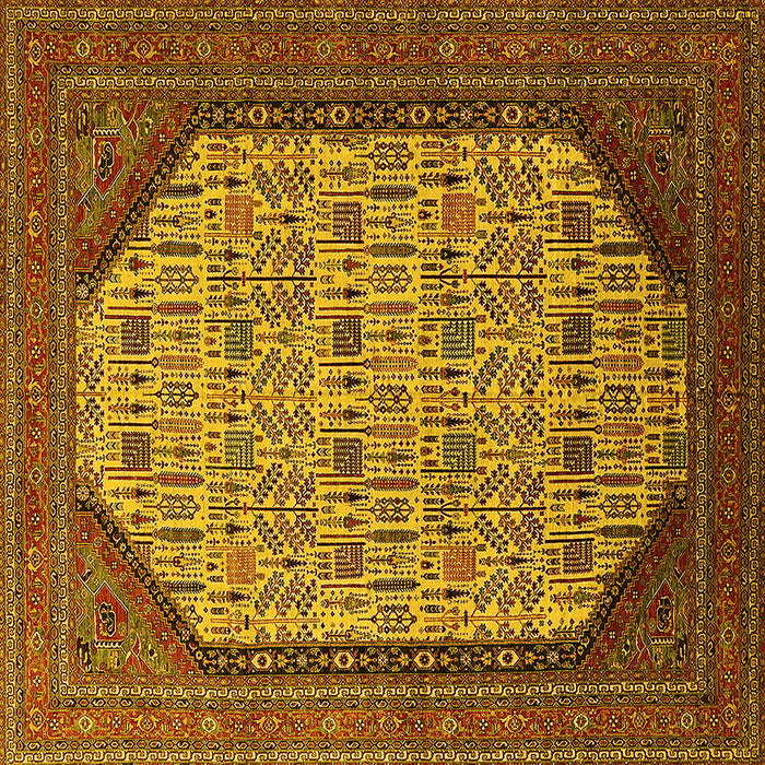 Square Machine Washable Oriental Yellow Industrial Rug, wshurb1792yw