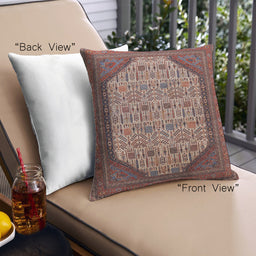 Front View of Mid-Century Modern Urban Square Camel Brown Throw Pillow, 18 inch by 18 inch, pwurb1792