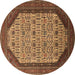 Round Oriental Brown Industrial Rug, urb1792brn