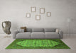 Machine Washable Oriental Green Industrial Area Rugs in a Living Room,, wshurb1792grn