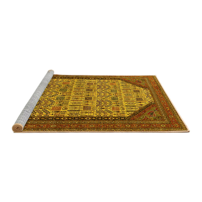 Sideview of Machine Washable Oriental Yellow Industrial Rug, wshurb1792yw