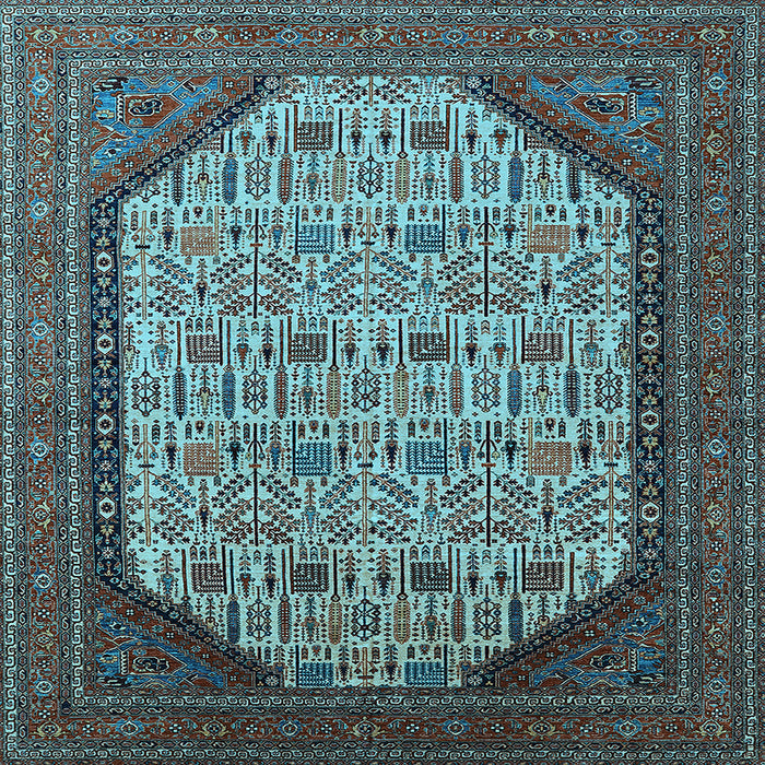 Square Oriental Light Blue Industrial Rug, urb1792lblu