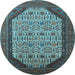 Round Oriental Light Blue Industrial Rug, urb1792lblu