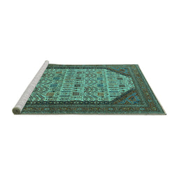 Sideview of Machine Washable Oriental Turquoise Industrial Area Rugs, wshurb1792turq