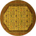 Round Oriental Yellow Industrial Rug, urb1792yw