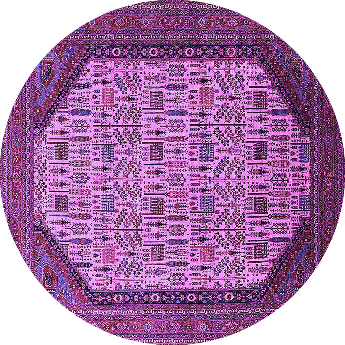 Round Oriental Purple Industrial Rug, urb1792pur