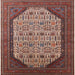 Square Mid-Century Modern Camel Brown Oriental Rug, urb1792