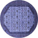 Round Oriental Blue Industrial Rug, urb1792blu