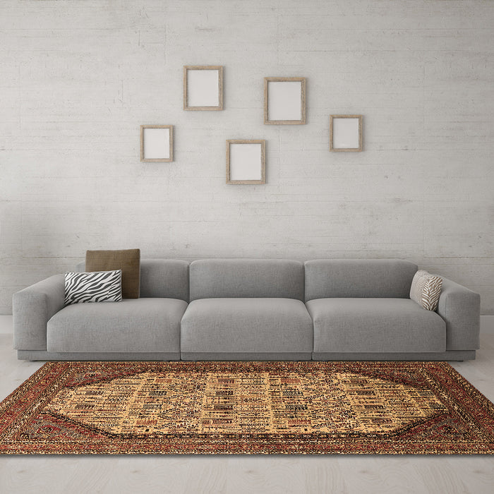 Machine Washable Oriental Brown Industrial Rug in a Living Room,, wshurb1792brn