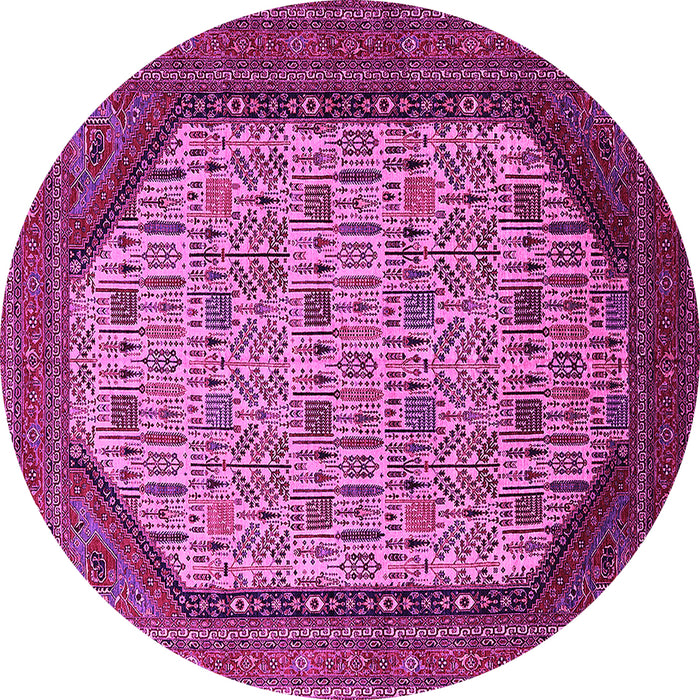 Round Oriental Pink Industrial Rug, urb1792pnk