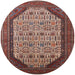 Round Mid-Century Modern Camel Brown Oriental Rug, urb1792